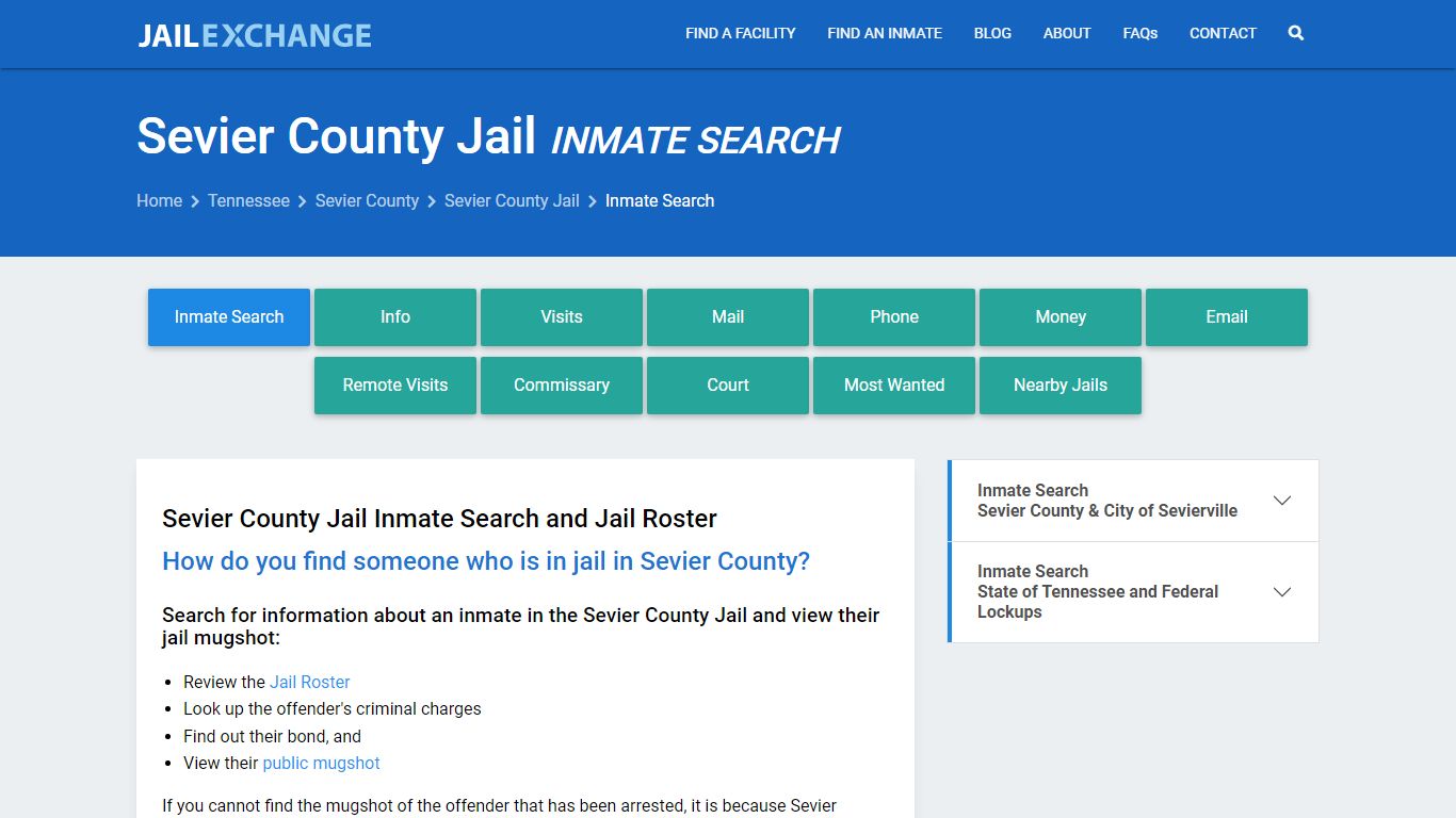 Inmate Search: Roster & Mugshots - Sevier County Jail, TN - Jail Exchange